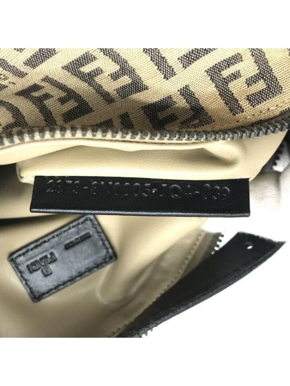 Fendi Zucchino Canvas Pouch Hand FF Logo Beige Case